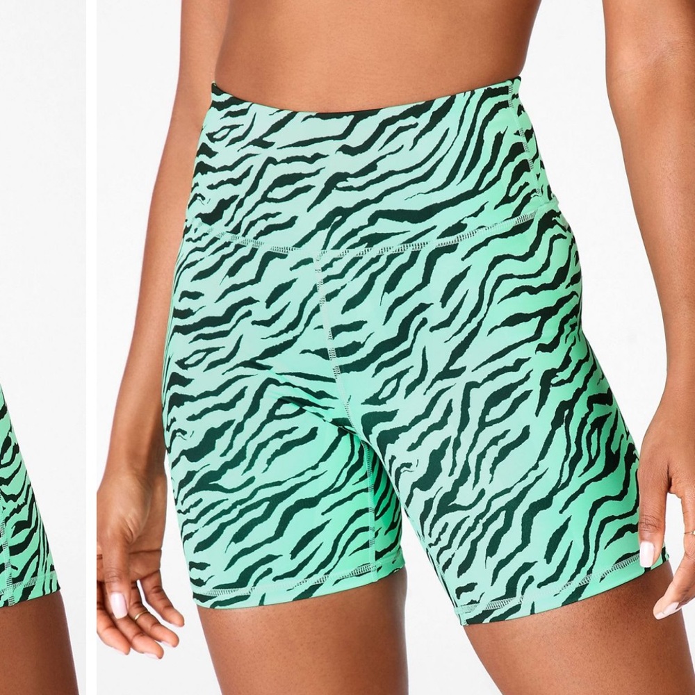 Fabletics Green Zebra Print Bike Shorts